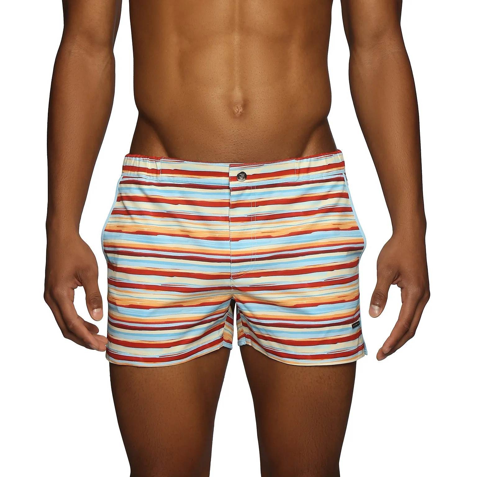 Parke & Ronen New Resort '25 - Horizon Stripe Orange Print 2" Angeleno Stretch sold by Underwear Expert