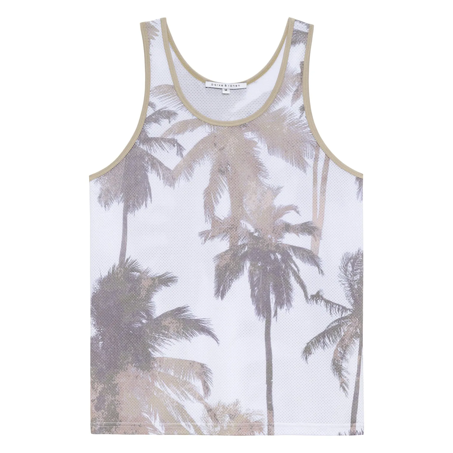 Parke & Ronen New Resort '25 - Palm Royale Tan Printed Mesh Tank sold by Underwear Expert product image thumbnail 5