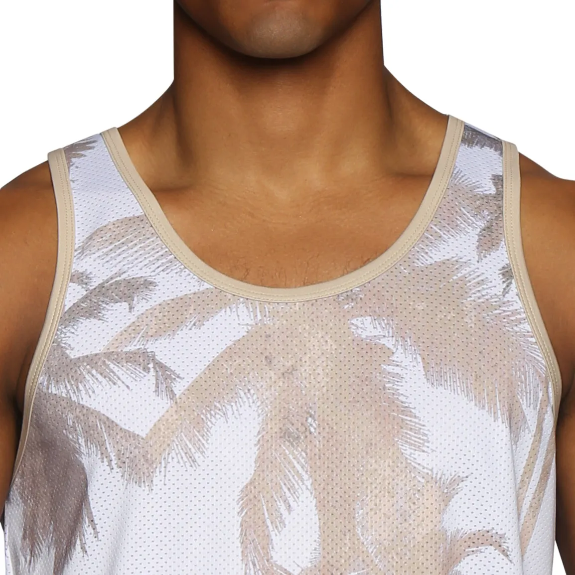 Parke & Ronen New Resort '25 - Palm Royale Tan Printed Mesh Tank sold by Underwear Expert product image thumbnail 4