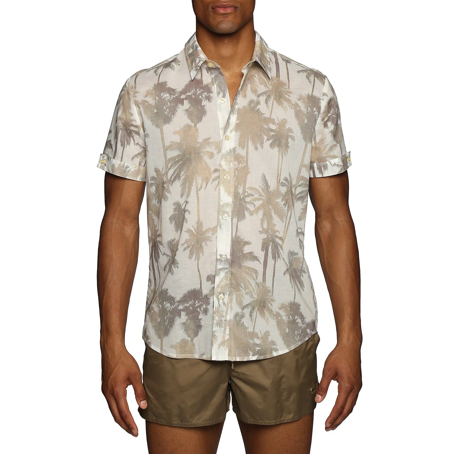 Parke & Ronen New Resort '25 - Palm Royale Tan Printed Biscayne Shirt sold by Underwear Expert