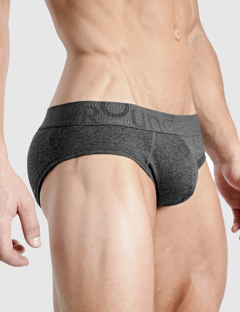 Rounderbum Basic Padded Brief Heather Charcoal sold by Underwear Expert