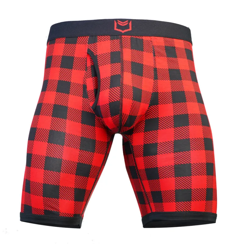 Sheath V Bamboo Plaid Men's 8" Sports Performance Boxer Brief sold by Underwear Expert