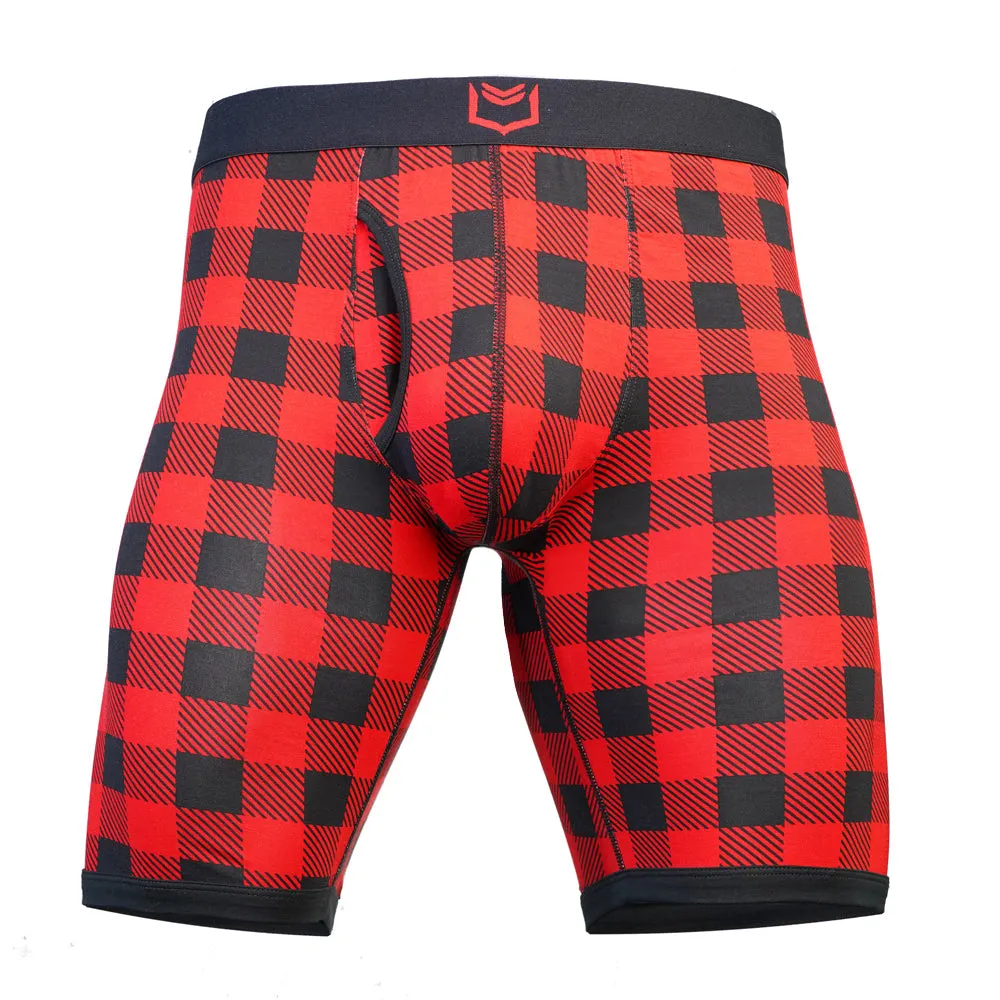 Sheath V Bamboo Plaid Men's 8" Sports Performance Boxer Brief sold by Underwear Expert