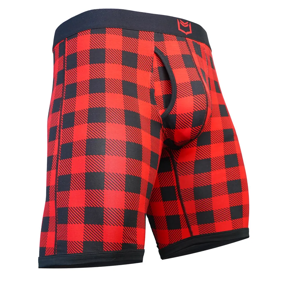 Sheath V Bamboo Plaid Men's 8" Sports Performance Boxer Brief sold by Underwear Expert product image thumbnail 2