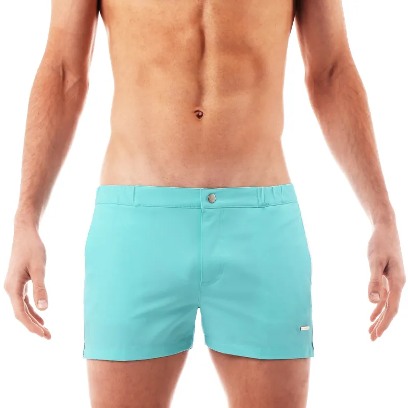 Parke & Ronen Robin's Egg 2" Angeleno Solid Stretch Short sold by Underwear Expert