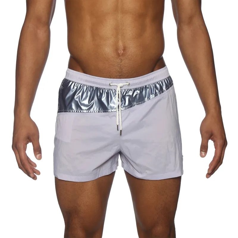 Parke & Ronen New Spring '25 Lilac Vector Swim Short sold by Underwear Expert