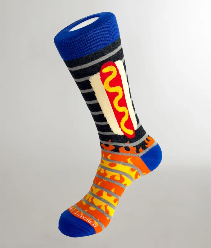 Unsimply Stitched Hot Dog on a Grill Sock sold by Underwear Expert