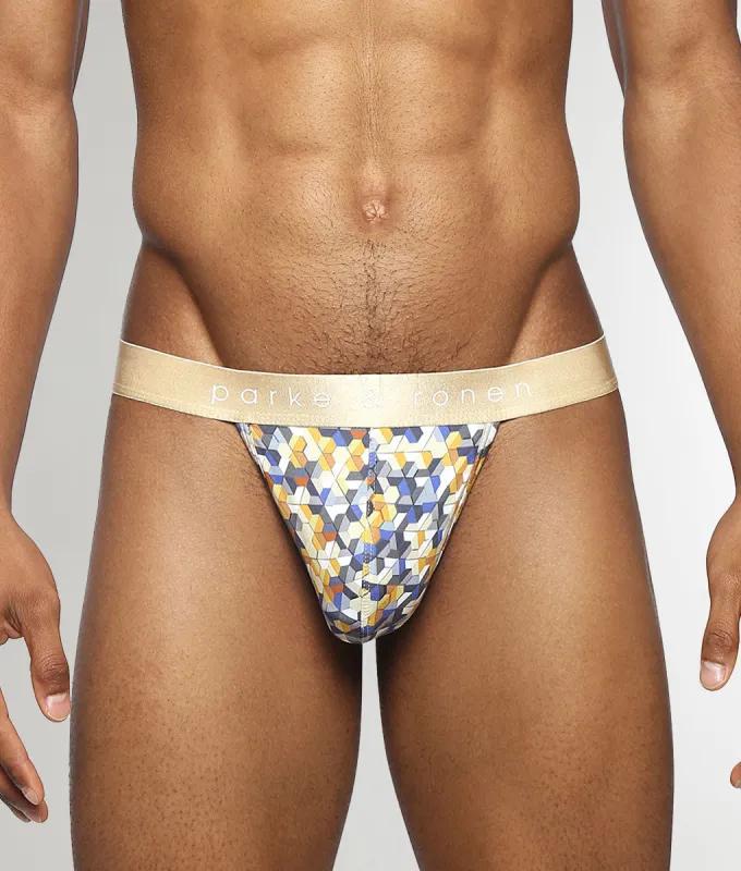 Parke & Ronen Honey Comb Printed Thong sold by Underwear Expert