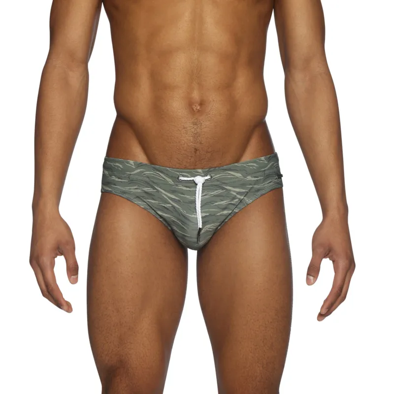 Parke & Ronen Army Waves Printed Meridian Bikini Brief sold by Underwear Expert