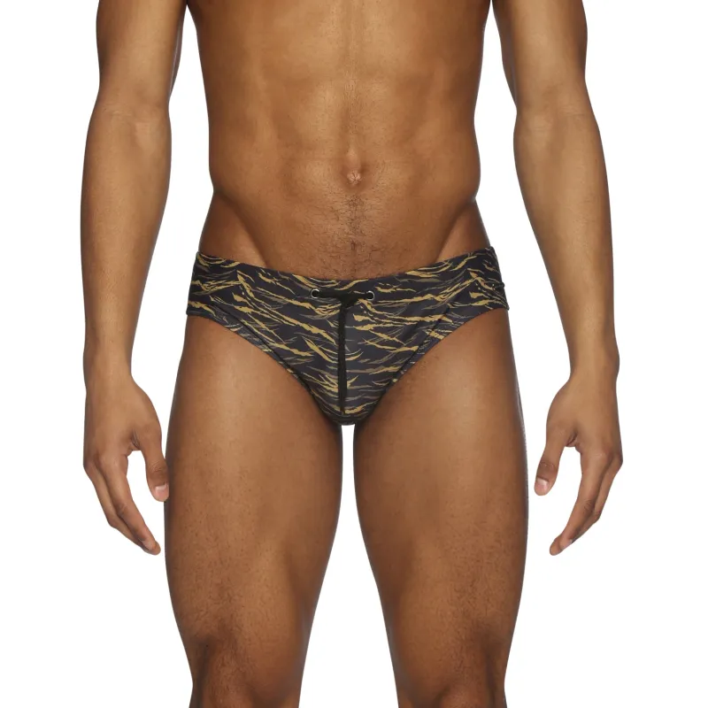 Parke & Ronen Black Waves Printed Meridian Bikini Brief sold by Underwear Expert