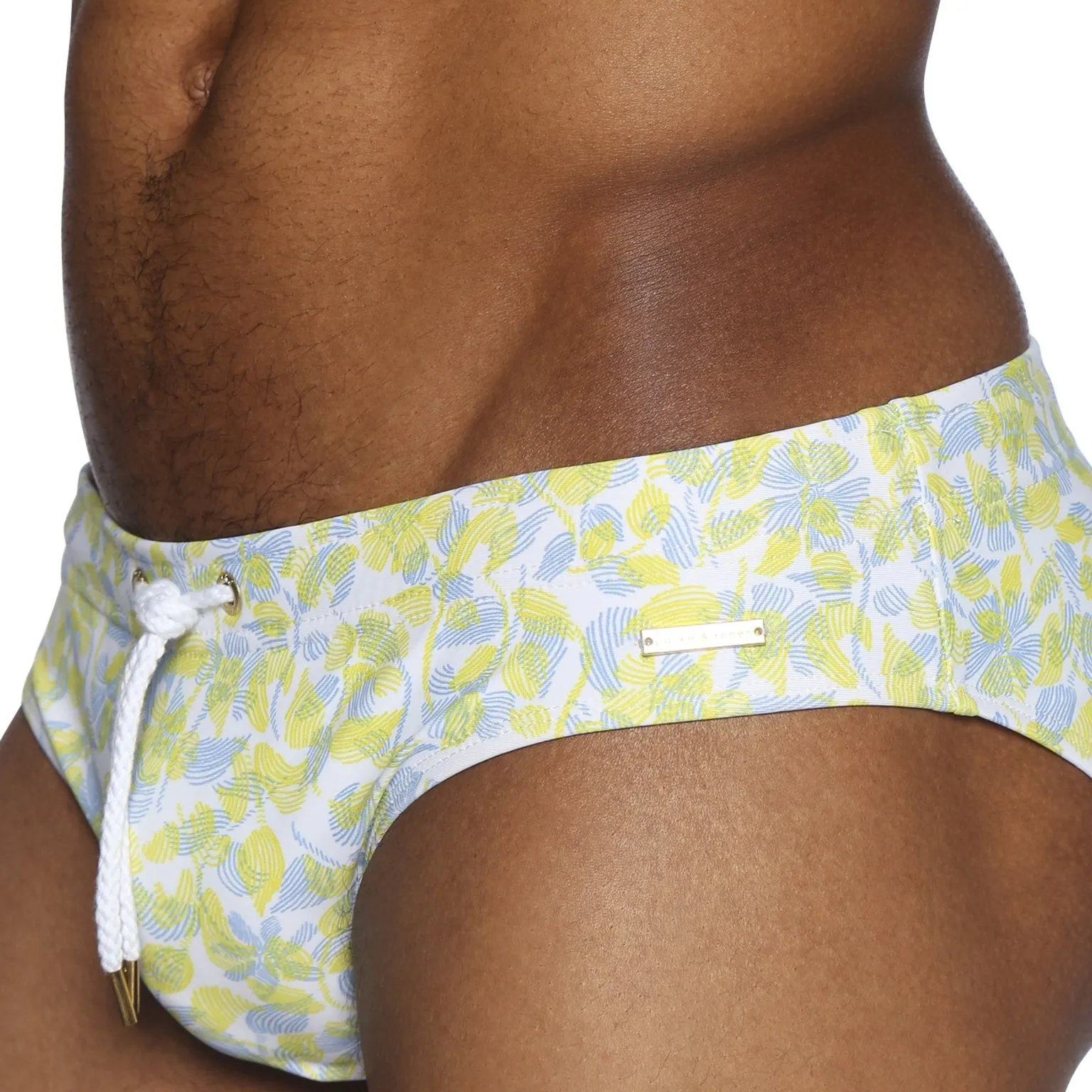 Parke & Ronen Lemon Havana Leaf Printed Meridian Bikini Brief sold by Underwear Expert product image thumbnail 4