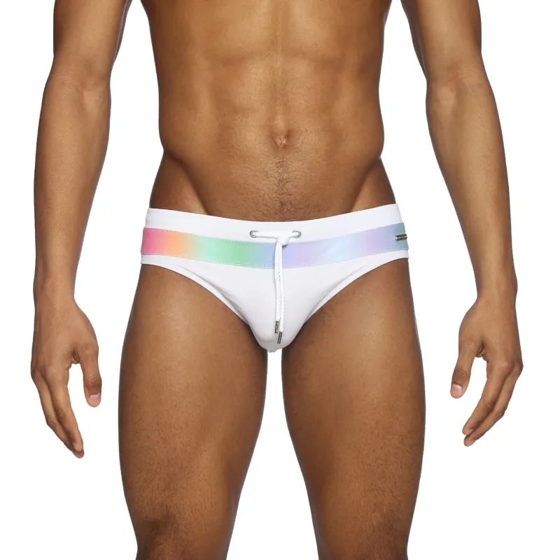 Parke & Ronen Pride Edition Luminous White Colorblock Meridian Bikini Brief sold by Underwear Expert