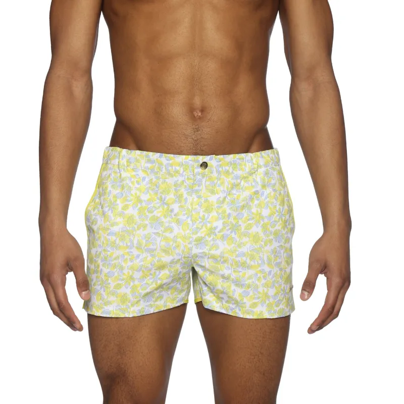 Parke & Ronen Lemon Havana Leaf Print 2" Angeleno Stretch sold by Underwear Expert