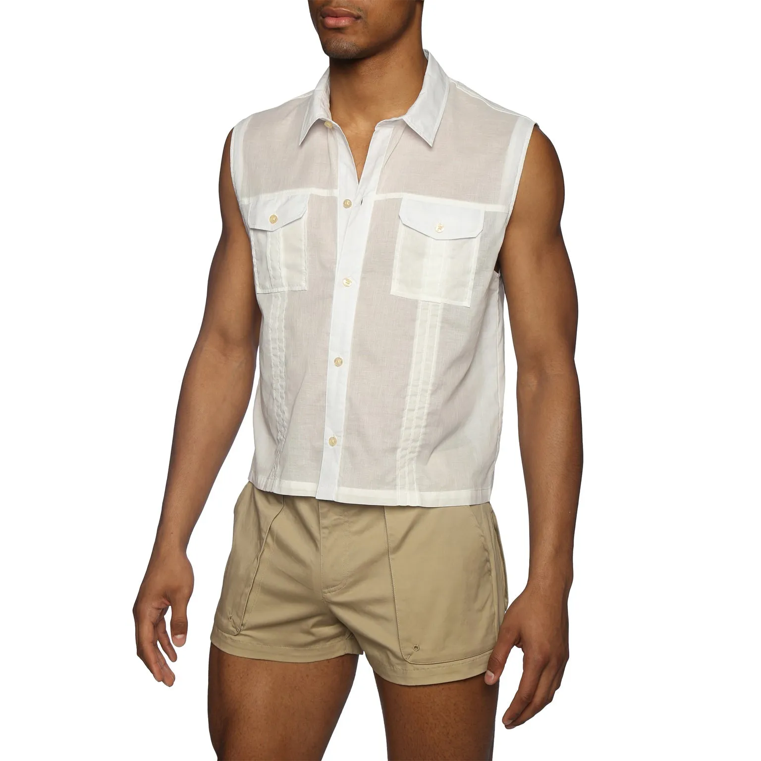 Parke & Ronen Vintage White Sleeveless Expedition Shirt sold by Underwear Expert product image thumbnail 3