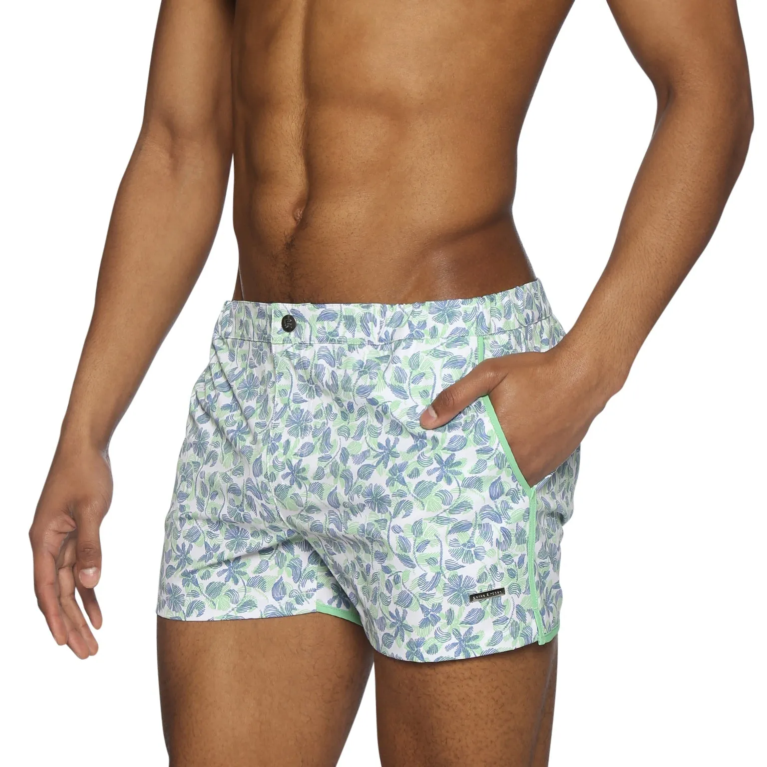 Parke & Ronen Lime Havana Leaf Print 2" Angeleno Stretch sold by Underwear Expert product image thumbnail 2