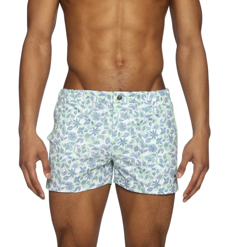 Parke & Ronen Lime Havana Leaf Print 2" Angeleno Stretch sold by Underwear Expert