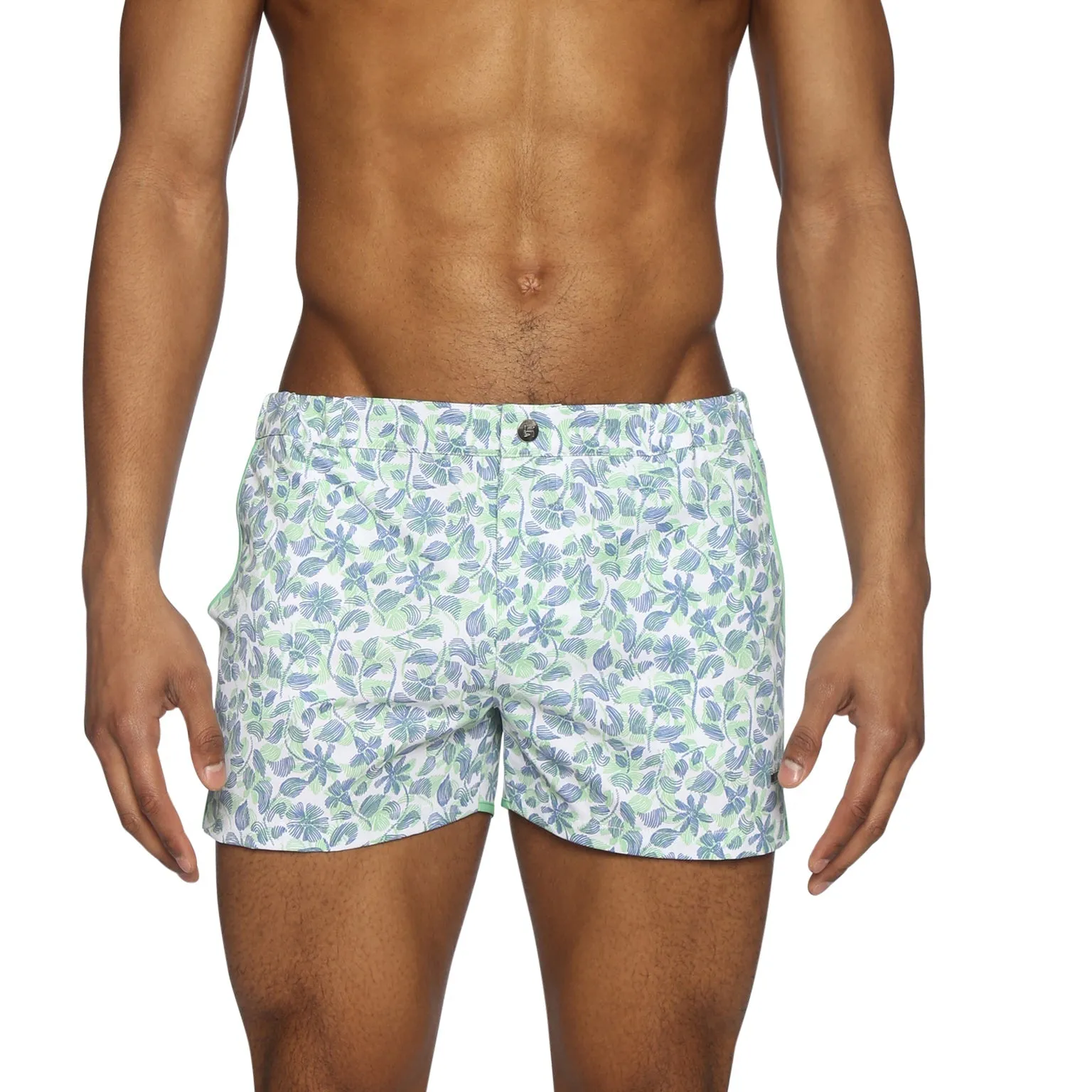 Parke & Ronen Lime Havana Leaf Print 2" Angeleno Stretch sold by Underwear Expert