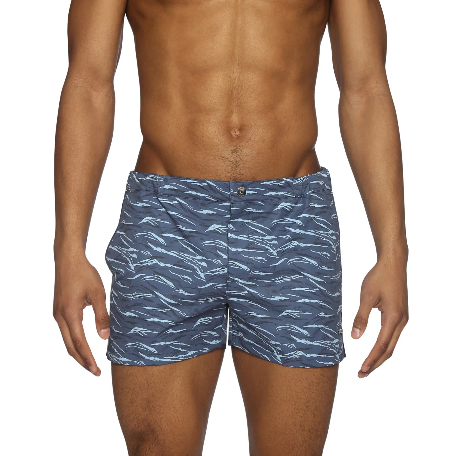 Parke & Ronen Blue Waves Print 2" Angeleno Stretch sold by Underwear Expert