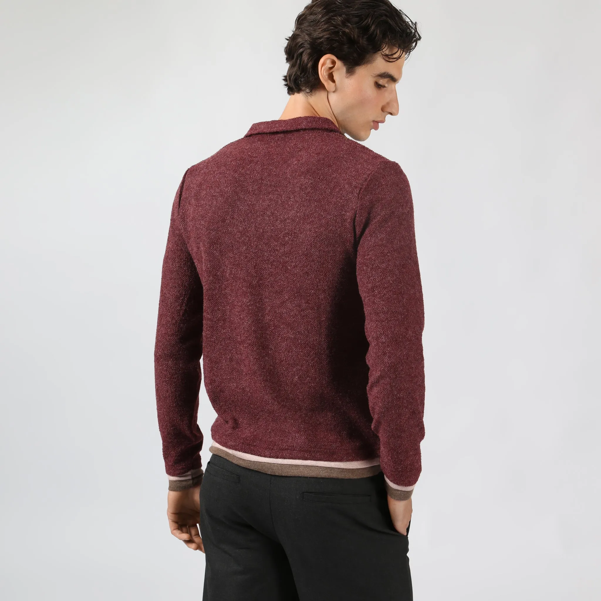 Parke & Ronen Burgundy Rowe Bouclé Polo sold by Underwear Expert product image thumbnail 2
