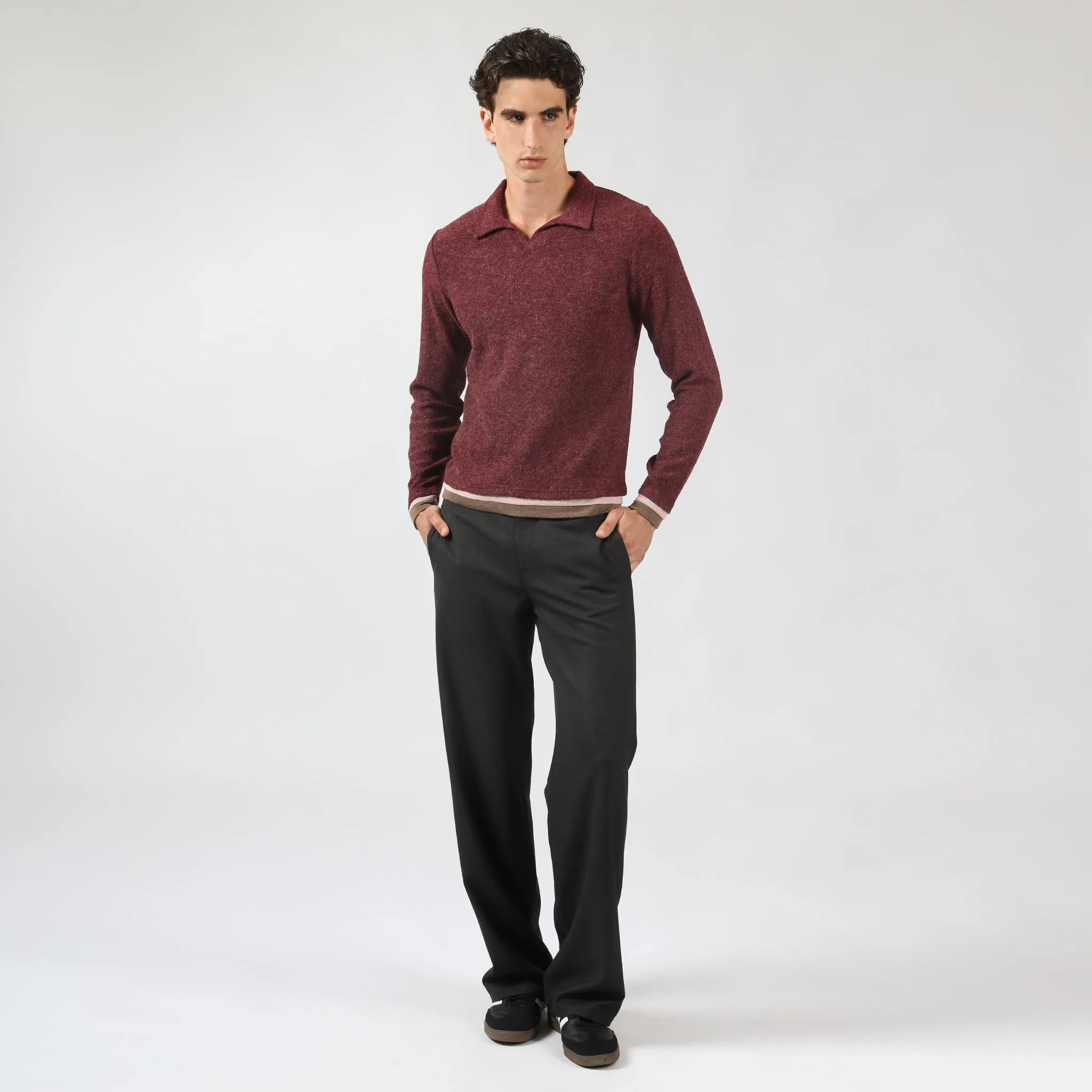 Parke & Ronen Burgundy Rowe Bouclé Polo sold by Underwear Expert product image thumbnail 3