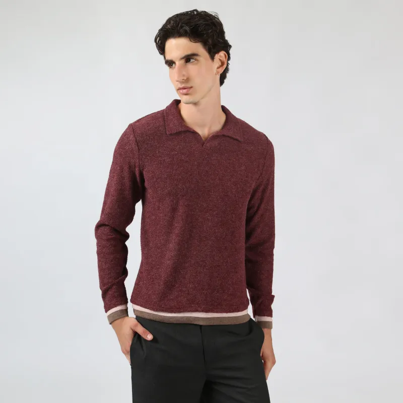 Parke & Ronen Burgundy Rowe Bouclé Polo sold by Underwear Expert