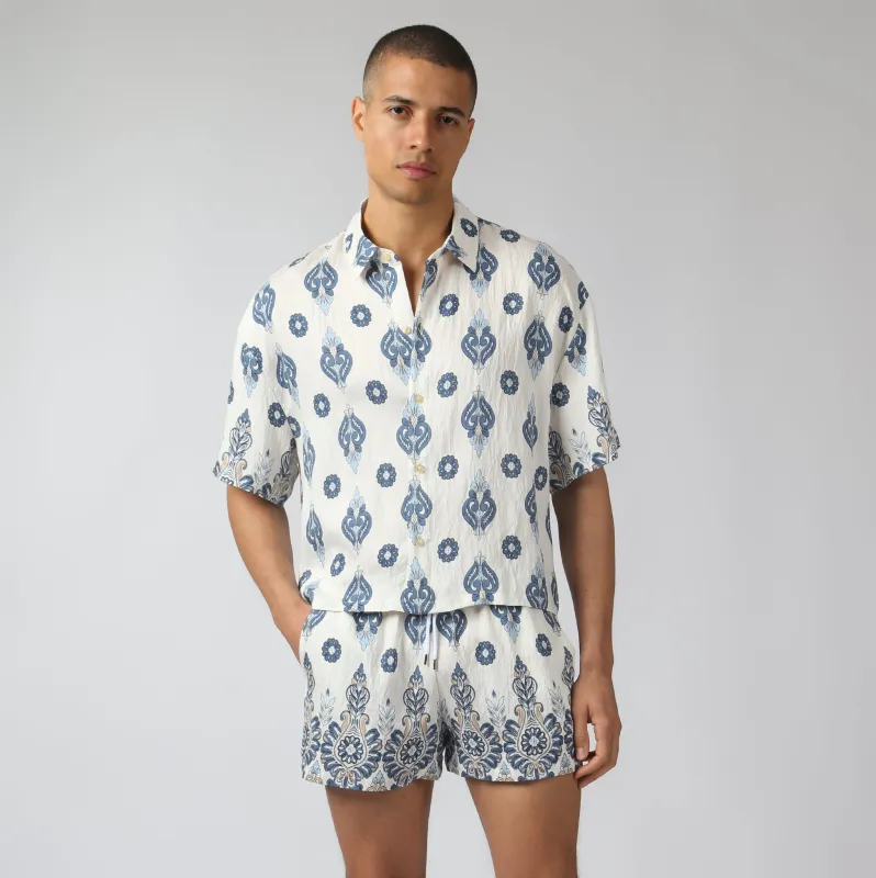 Parke & Ronen New Lapis Medallion Printed Camp Shirt sold by Underwear Expert