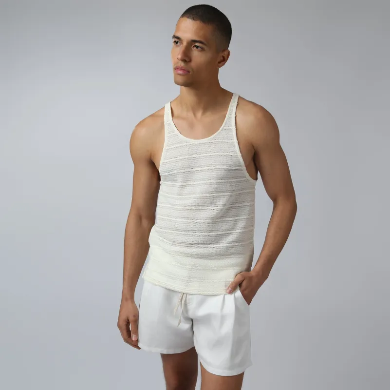 Parke & Ronen New Ivory Sundown Knit Tank made by Parke & Ronen