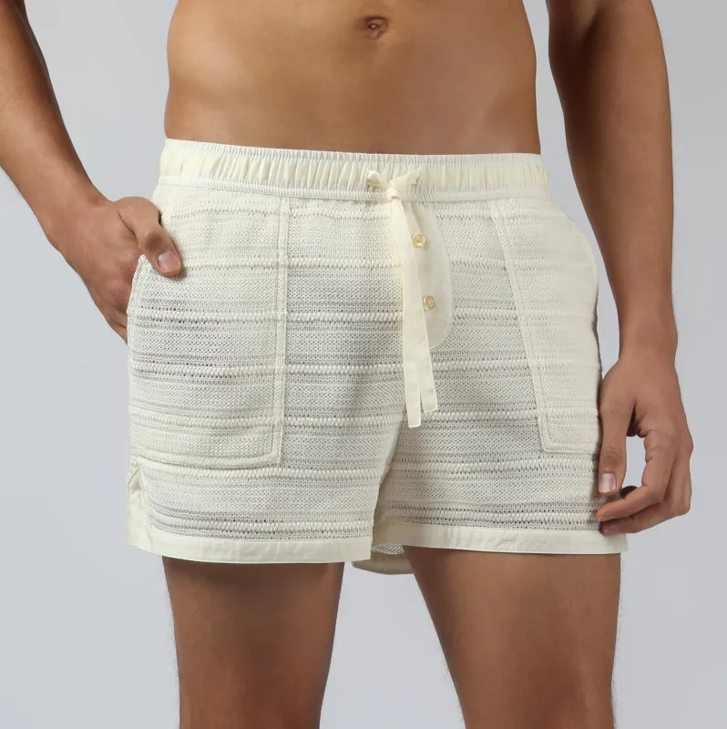 Parke & Ronen New Ivory Sundown Knit Short made by Parke & Ronen