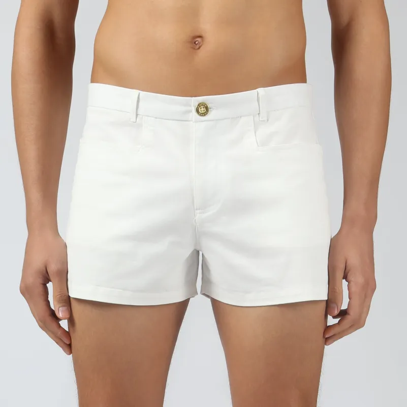 Parke & Ronen New White Solid Summit Short made by Parke & Ronen