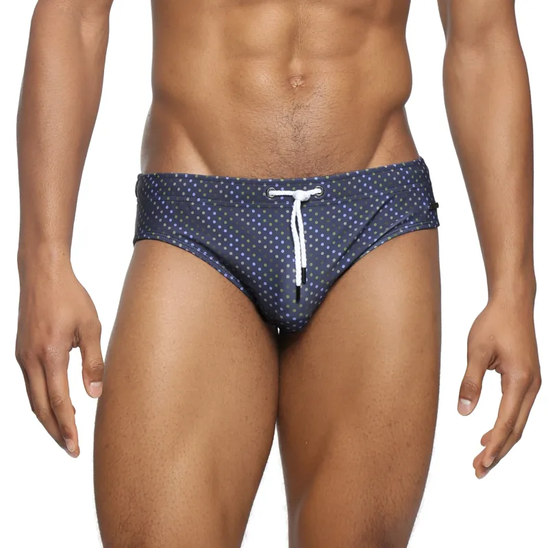 Parke & Ronen New Navy Cascade Printed Meridian Bikini sold by Underwear Expert