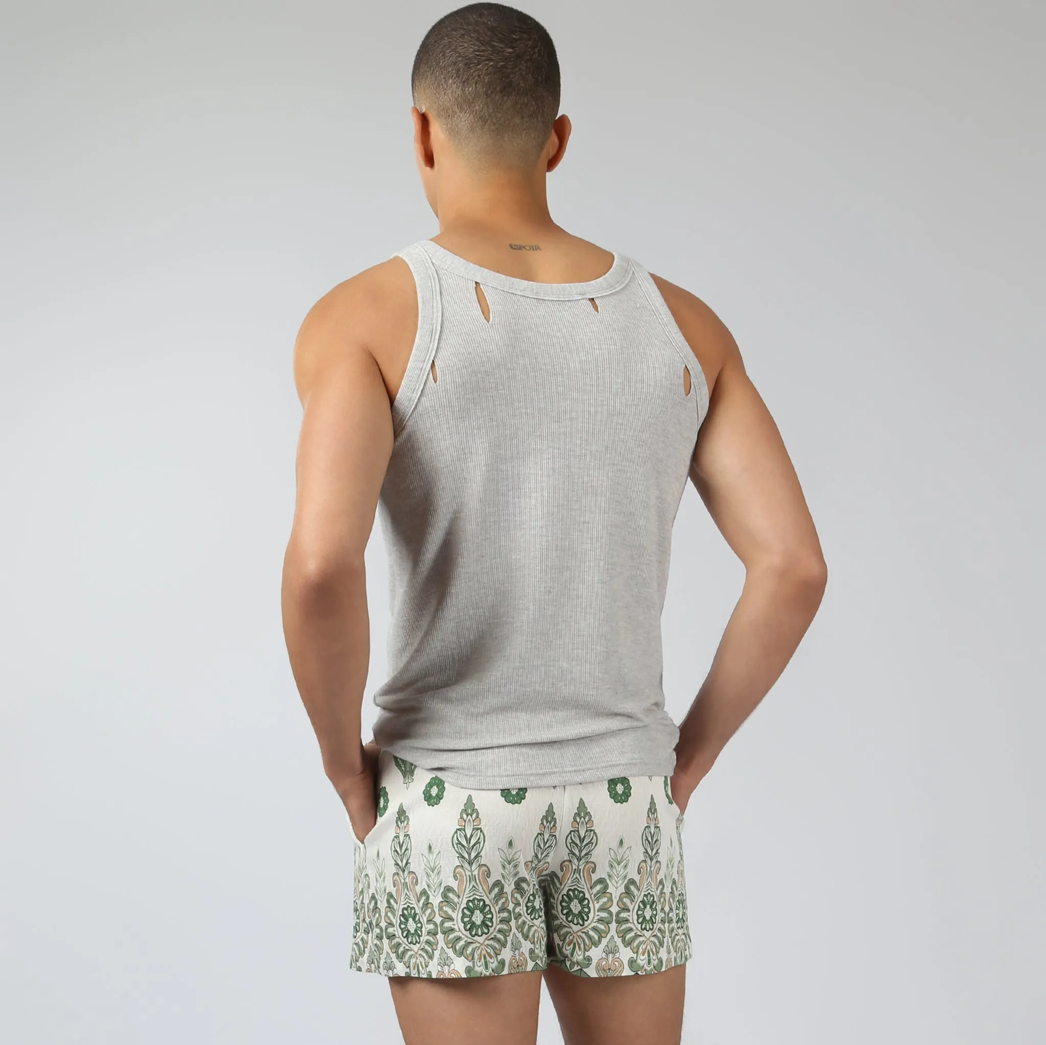 Parke & Ronen New Light Grey Slash Rib-Knit Tank sold by Underwear Expert product image thumbnail 2