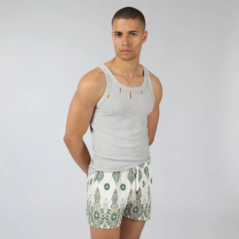 Parke & Ronen New Light Grey Slash Rib-Knit Tank made by Parke & Ronen