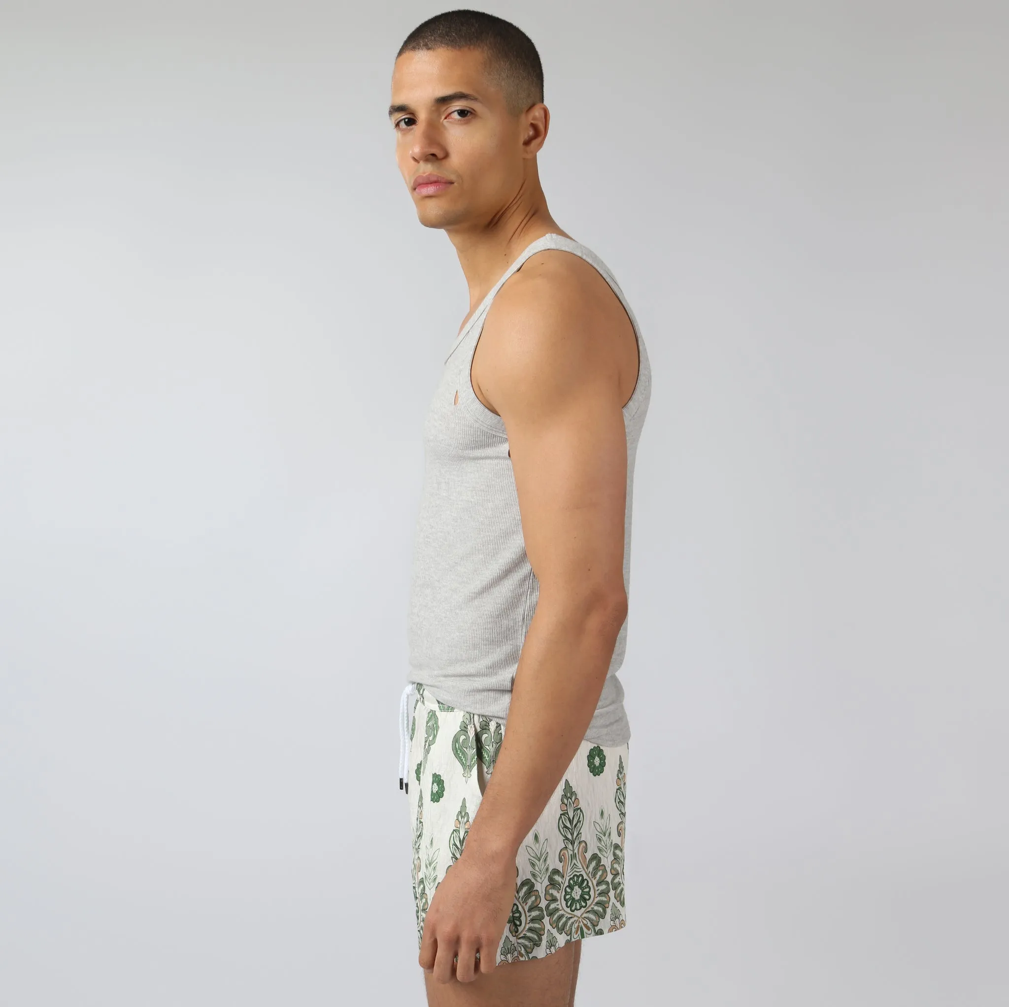Parke & Ronen New Light Grey Slash Rib-Knit Tank sold by Underwear Expert product image thumbnail 3