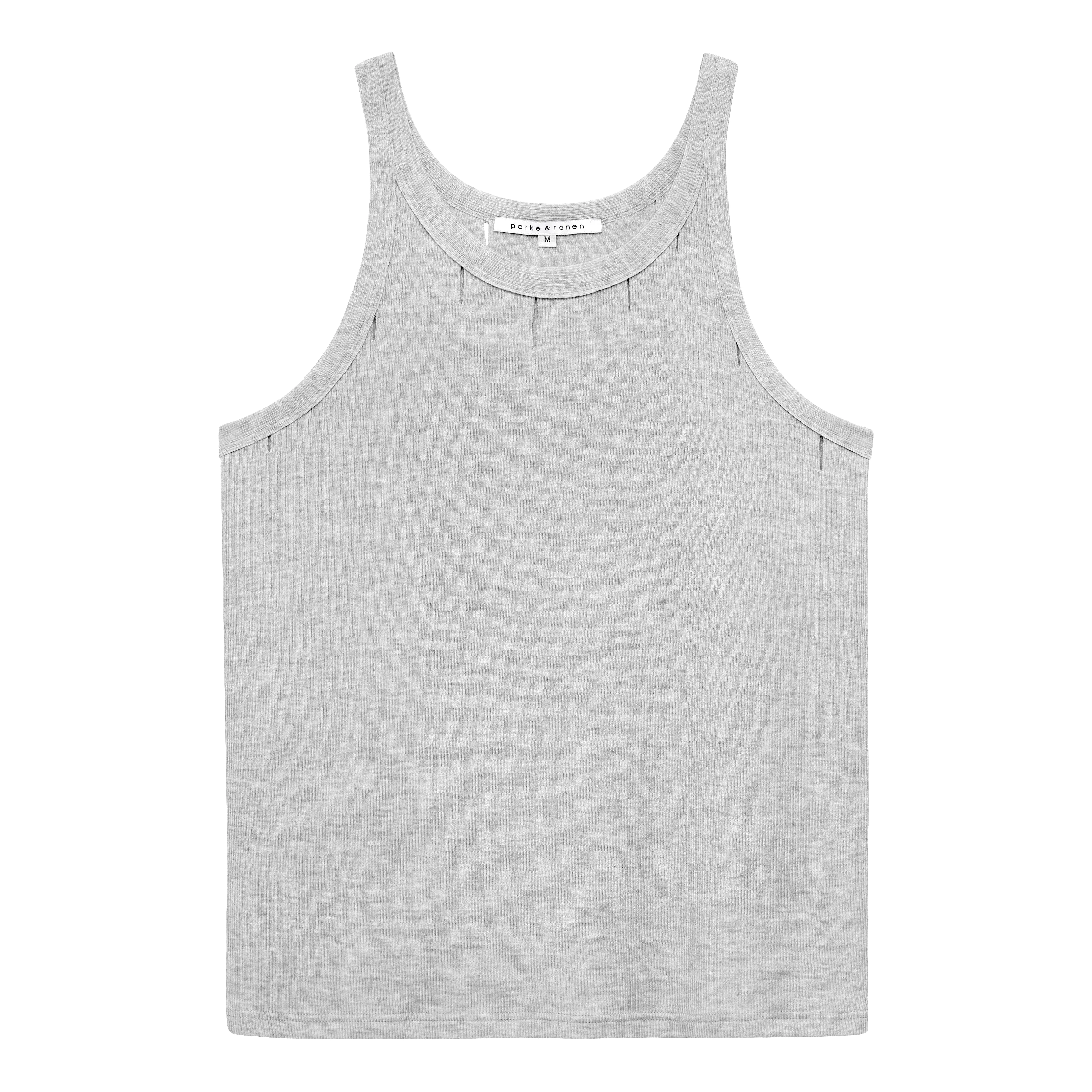 Parke & Ronen New Light Grey Slash Rib-Knit Tank sold by Underwear Expert product image thumbnail 4