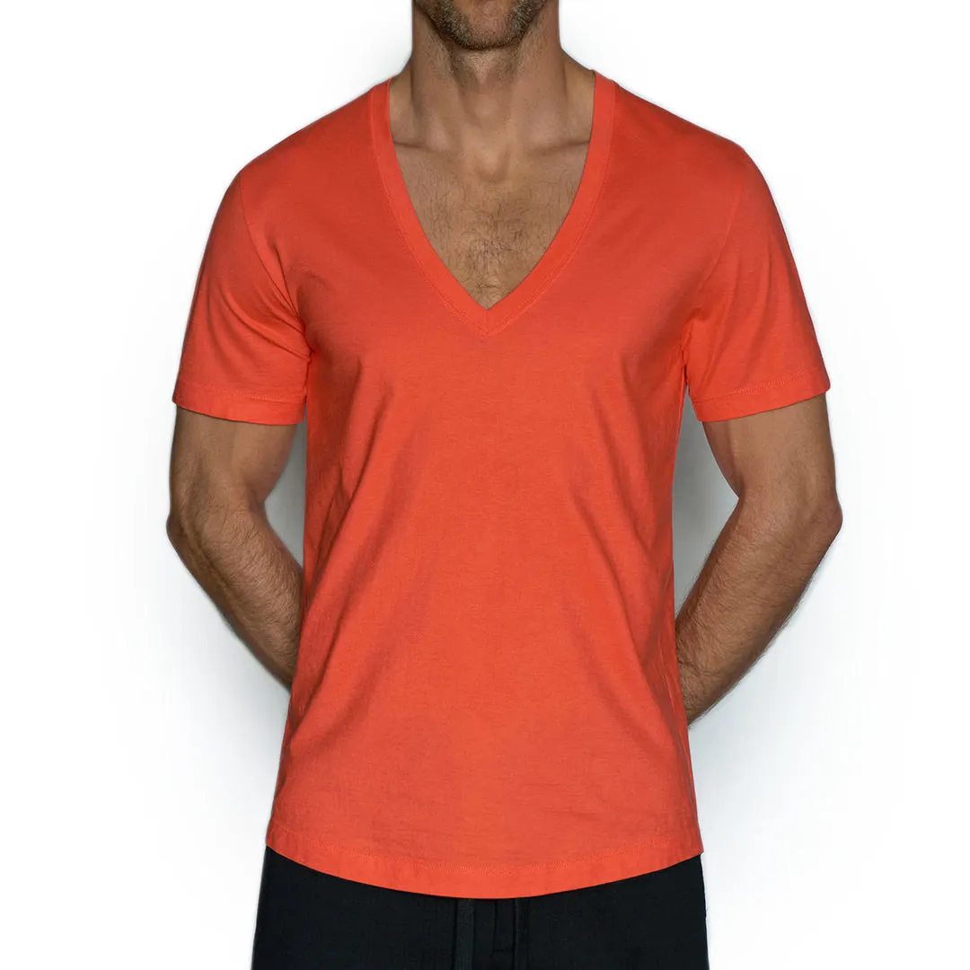C-IN2 Perfect Pima Relaxed Deep V-Neck T-Shirt Rylee Red sold by Underwear Expert