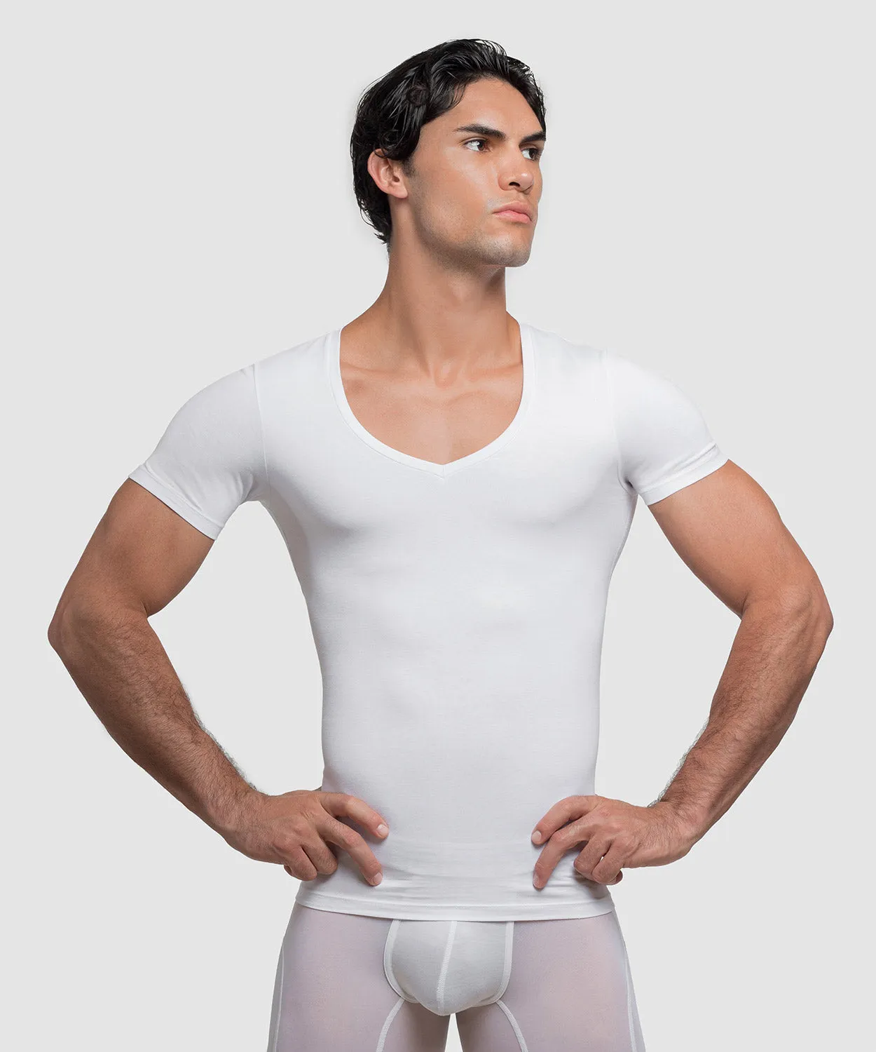 Rounderbum Cotton Compression Deep V-Neck T-Shirt sold by Underwear Expert product image thumbnail 5