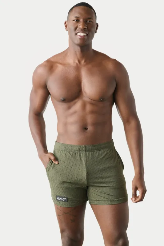 Awry Varsity Shorts Army Green & Steel made by Underwear Expert