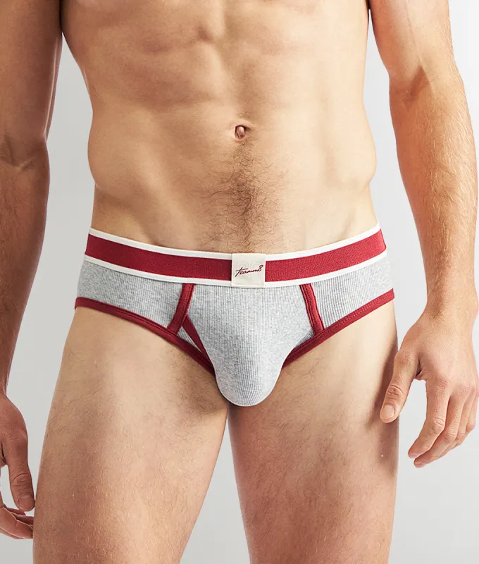 Teamm8 M.V.P Ribbed Brief Grey Marle made by Underwear Expert