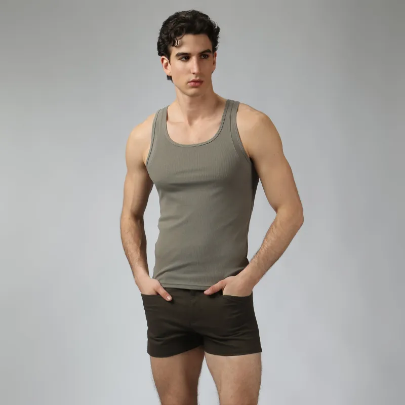 Parke & Ronen Army Beach Walk Rib Tank made by Underwear Expert