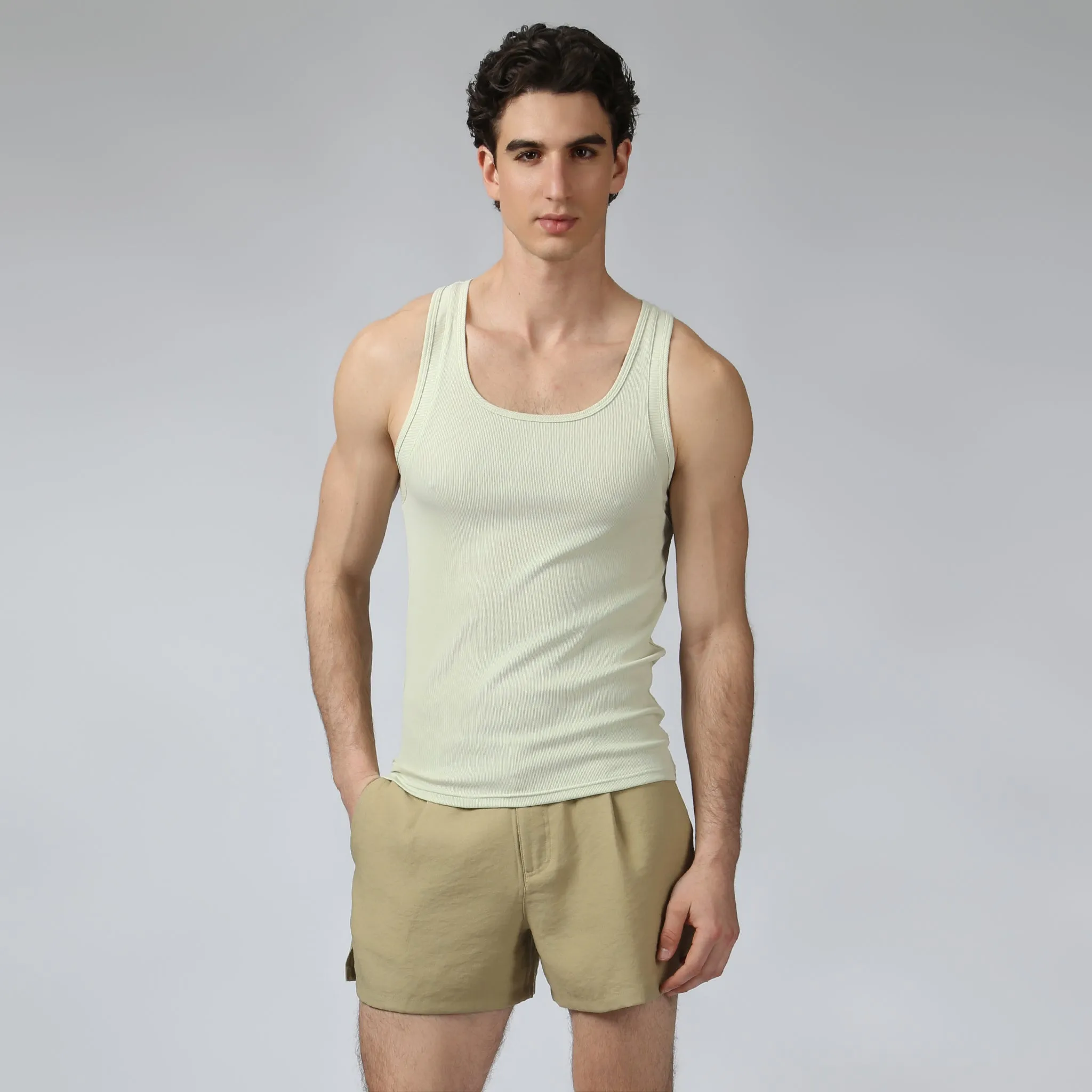 Parke & Ronen Sage Beach Walk Rib Tank sold by Underwear Expert