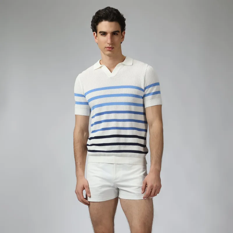 Parke & Ronen White Seabreeze Knit Polo made by Parke & Ronen
