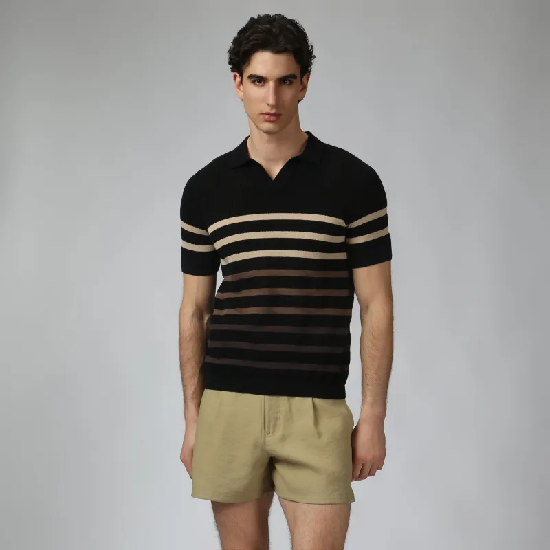 Parke & Ronen Black Seabreeze Knit Polo made by Parke & Ronen