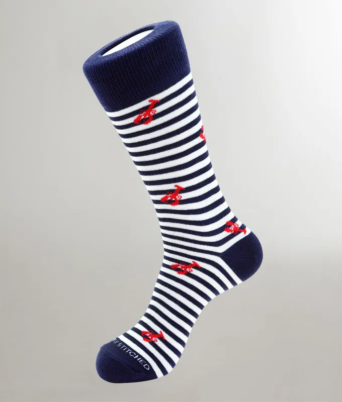 Unsimply Stitched Lobster Stripe Sock made by Underwear Expert
