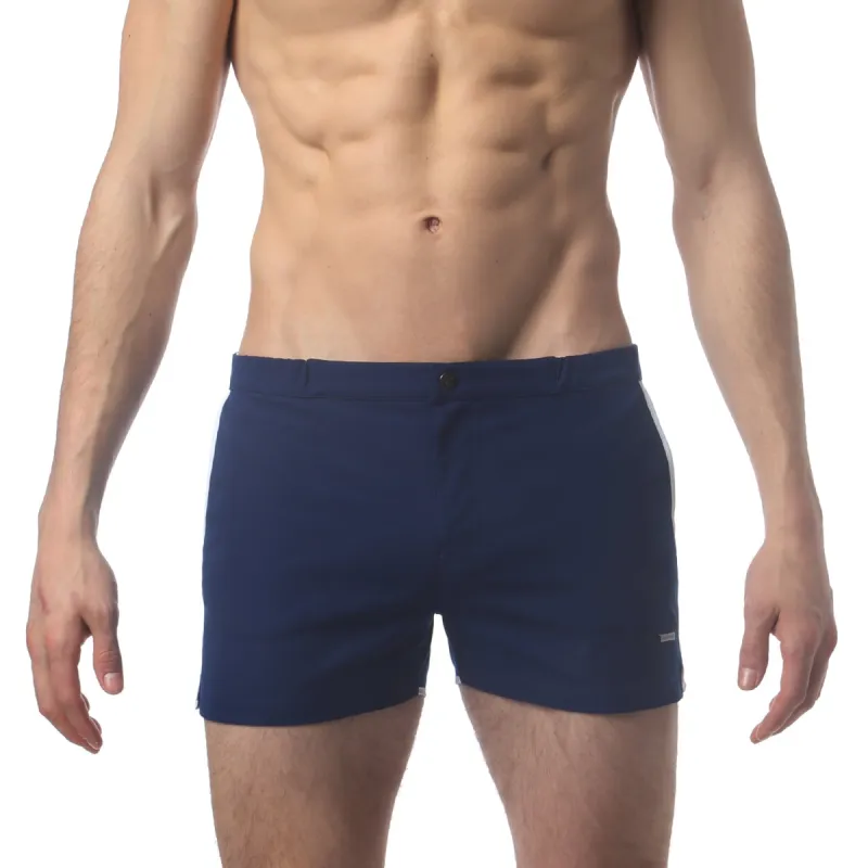 Parke & Ronen Navy 2" Angeleno Solid Stretch Swim Trunk sold by Underwear Expert