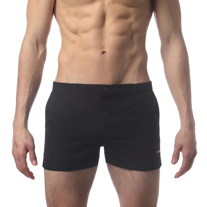 Parke & Ronen Black 2" Angeleno Solid Stretch Swim Trunk sold by Underwear Expert
