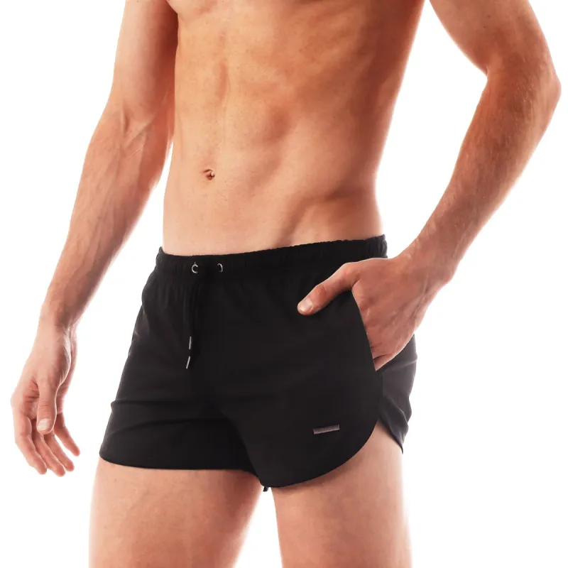 Parke & Ronen Black Solid 3" Runner Swim Trunk sold by Underwear Expert