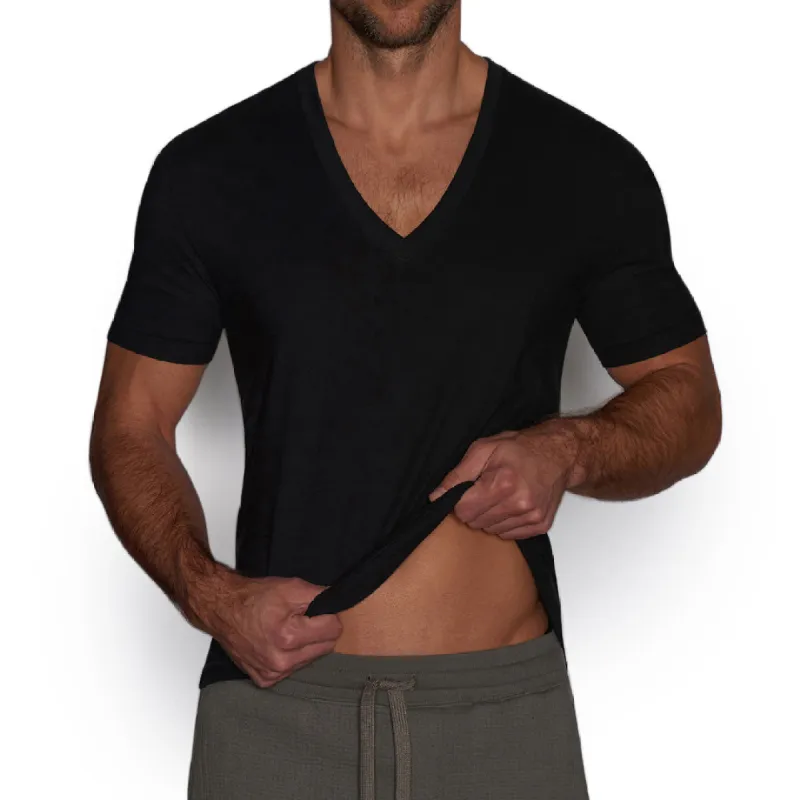 C-IN2 Layers Slim Deep V-Neck T-Shirt Black sold by Underwear Expert