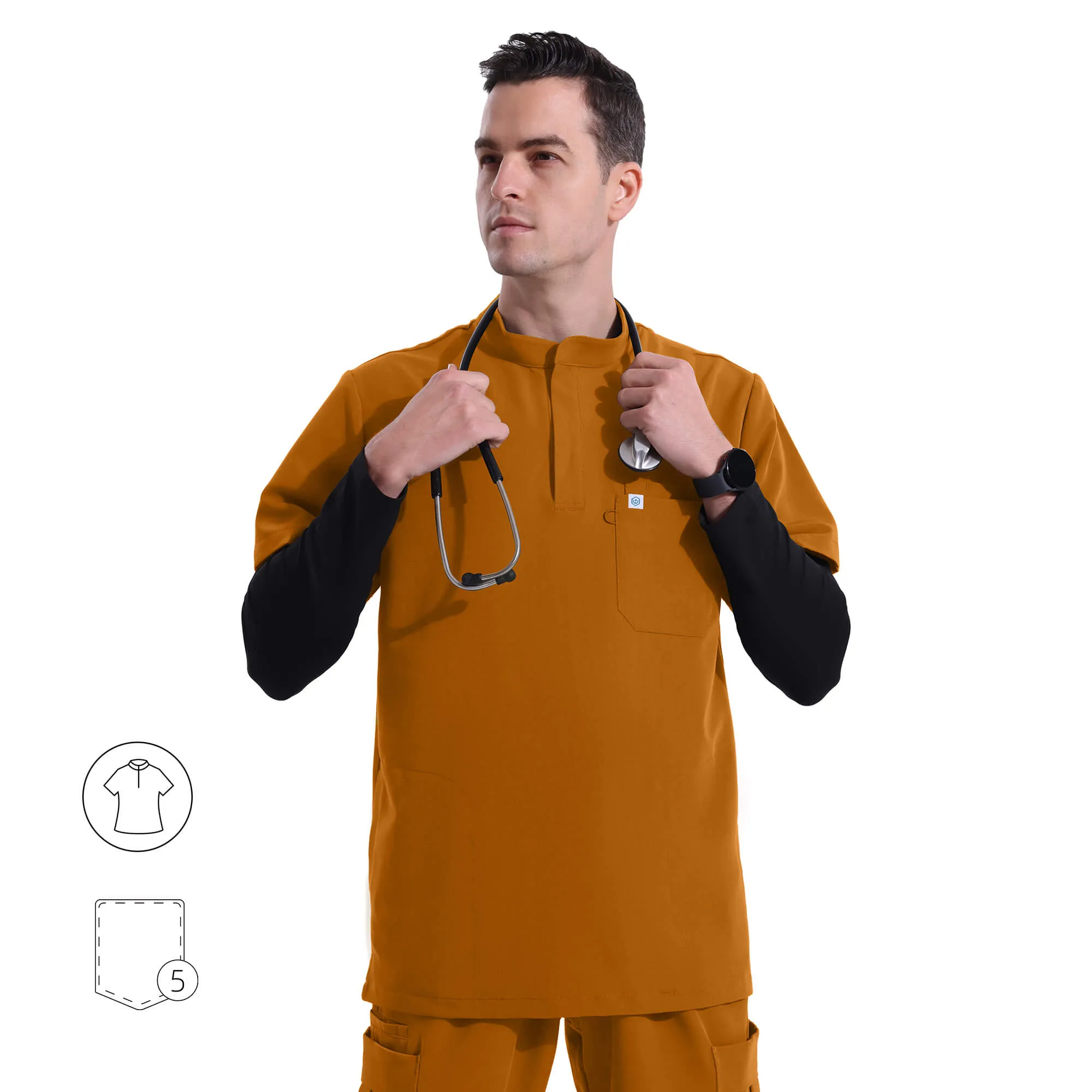 Ezra Mandarin Collar Scrub Top sold by Uniforms World