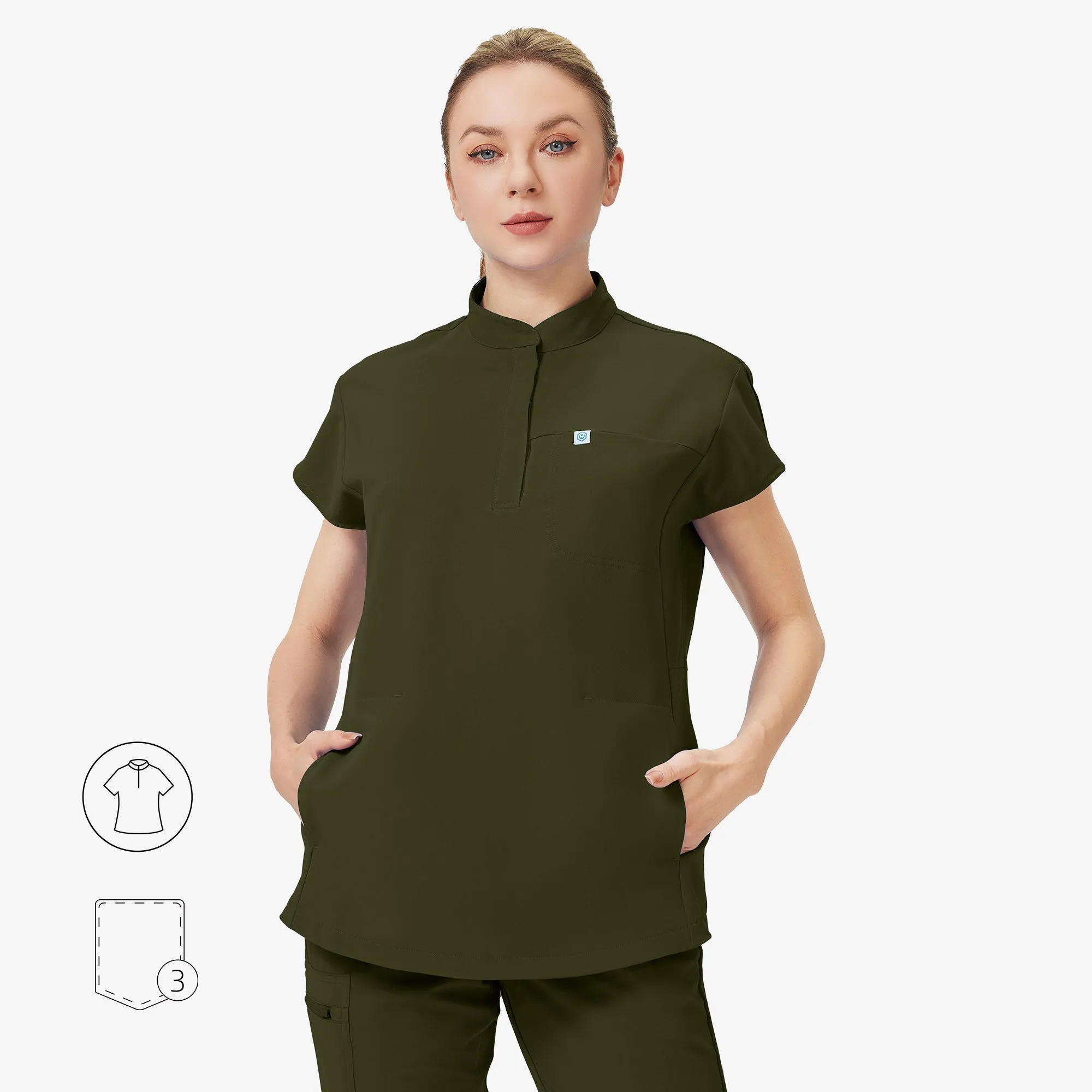 Avant Mandarin Collar Scrub Top - Snap Placket sold by Uniforms World