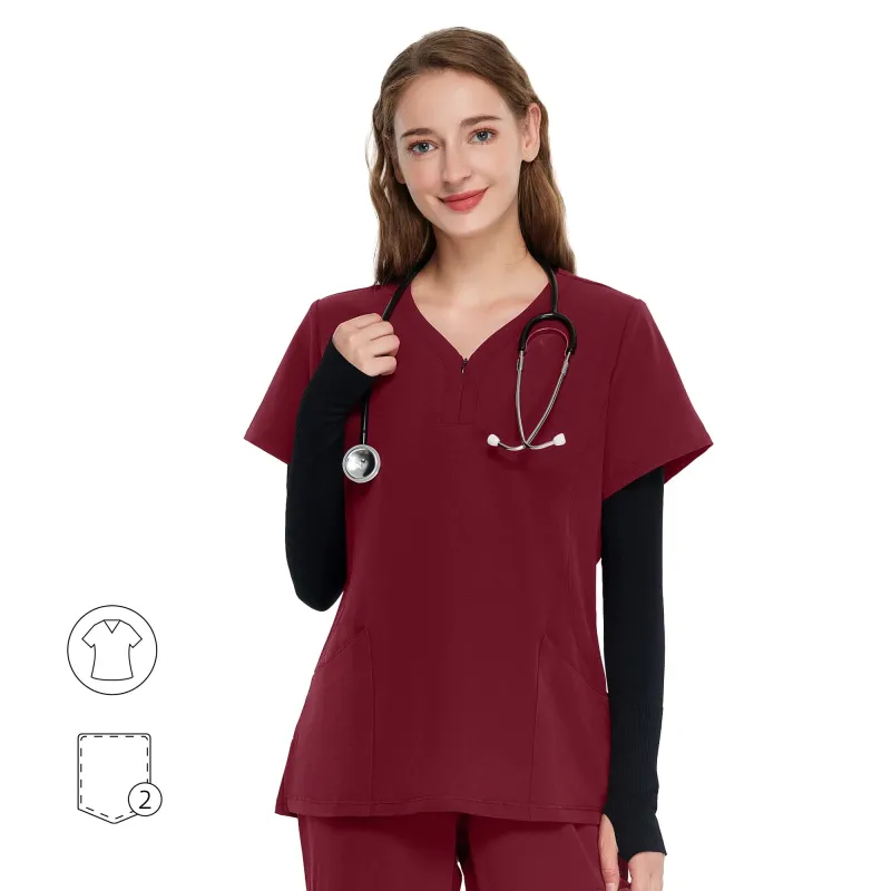 Atlas Y-Neck Zip Scrub Top sold by Uniforms World